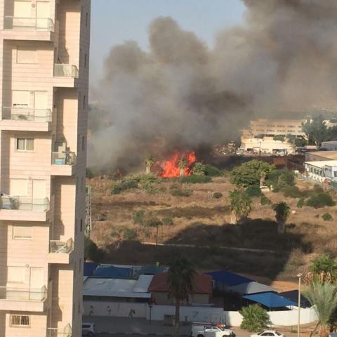 שריפה משתוללת בשטח פתוח סמוך לשכונת אם המושבות - צפו בסרטונים! - חדשות בפתח תקווה