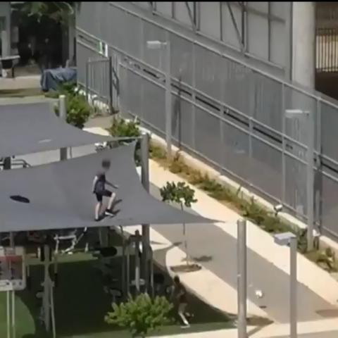 משתמשים בהצללה של גן כמו טרמפולינה - סכנת חיים - צפו בסרטון! - חדשות בפתח תקווה