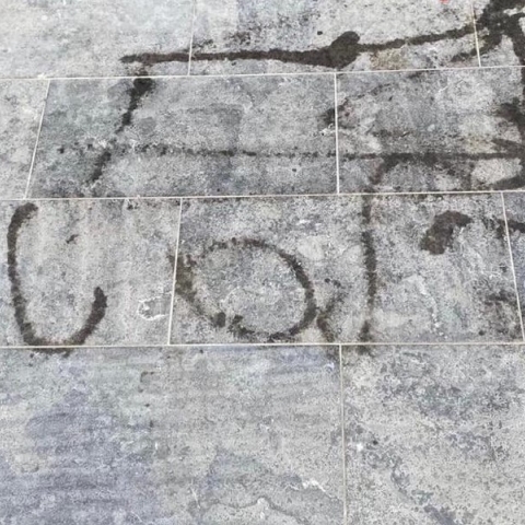 למחרת הפיגוע: כתובת גרפיטי עם המילה "פלסטין" על גבי קיר בניין מגורים בפתח תקווה - חדשות בפתח תקווה