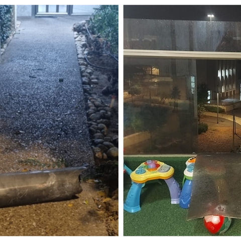 נפילת טיל בגינה ציבורית בין 3 בנייני מגורים - נזק לדירה ולבית כנסת בפתח תקווה - חדשות בפתח תקווה