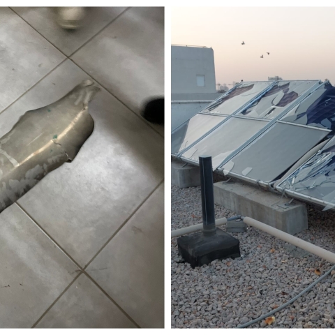 חלקי יירוט נפלו על גג בית ספר, בישיבה וברחובות פתח תקווה - חדשות בפתח תקווה