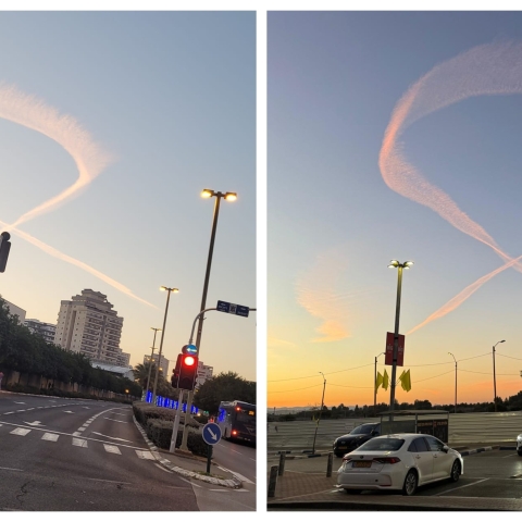 אות משמיים? תושבי פ"ת תיעדו את סמל החטופים מעל שמי העיר - חדשות בפתח תקווה