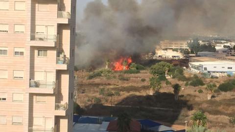 שריפה משתוללת בשטח פתוח סמוך - חדשות בפתח תקווה