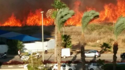 שריפה משתוללת בשטח פתוח סמוך - חדשות בפתח תקווה