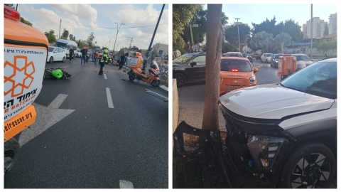 בפחות מ-3 שעות: 2 תאונות דרכים עם 3 פצועים בינוני בפתח תקווה